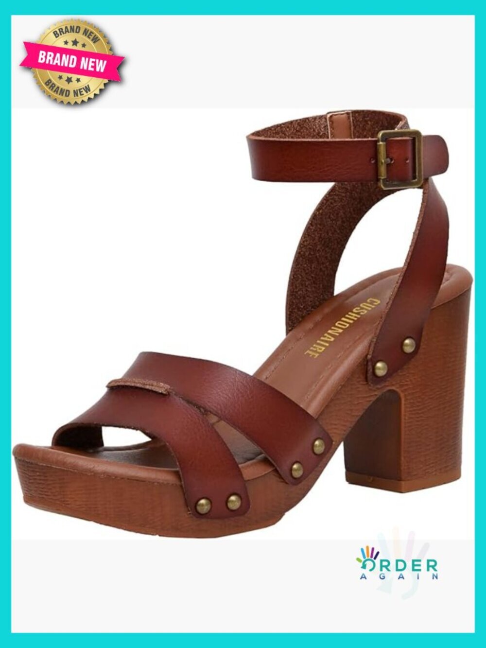 Chunky Faux Wood Block Heel Sandals Platform Memory Foam Comfort Dressy